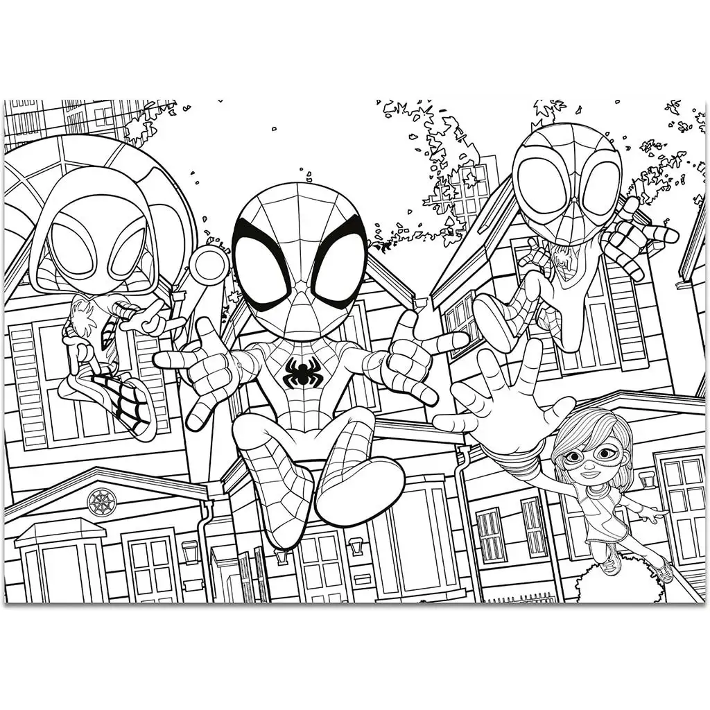 imagen de Marvel Spidey 2 en 1 maxi 4x48 piezas puzzle y colorear 35x25cm - Lisciani 2