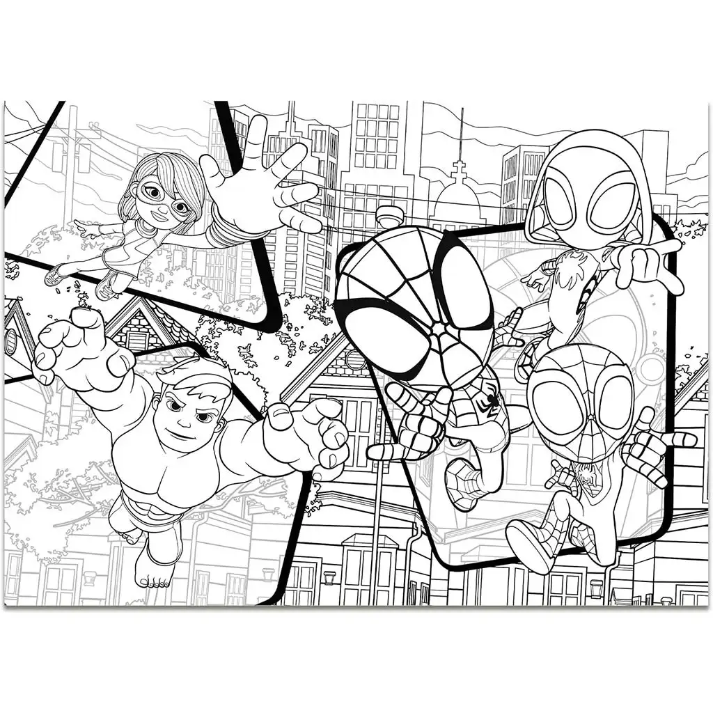 imagen de Marvel Spidey 2 en 1 maxi 4x48 piezas puzzle y colorear 35x25cm - Lisciani 3