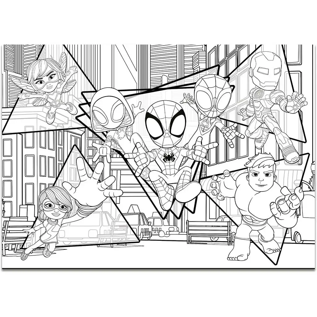 imagen de Marvel Spidey 2 en 1 maxi 4x48 piezas puzzle y colorear 35x25cm - Lisciani 4
