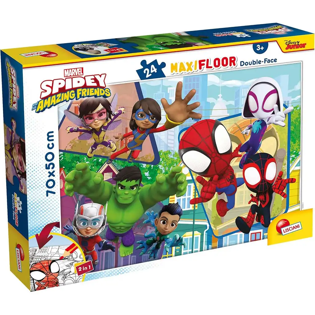 imagen de Marvel Spidey 2 en 1 maxi rompecabezas y colorear de 24 piezas 70x50cm - Lisciani 1
