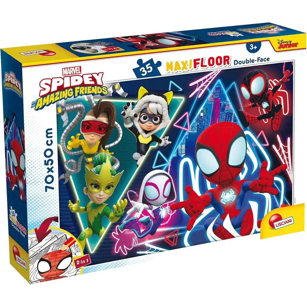 imagen de Marvel Spidey 2 en 1 maxi rompecabezas y colorear de 35 piezas 70x50cm - Lisciani 1