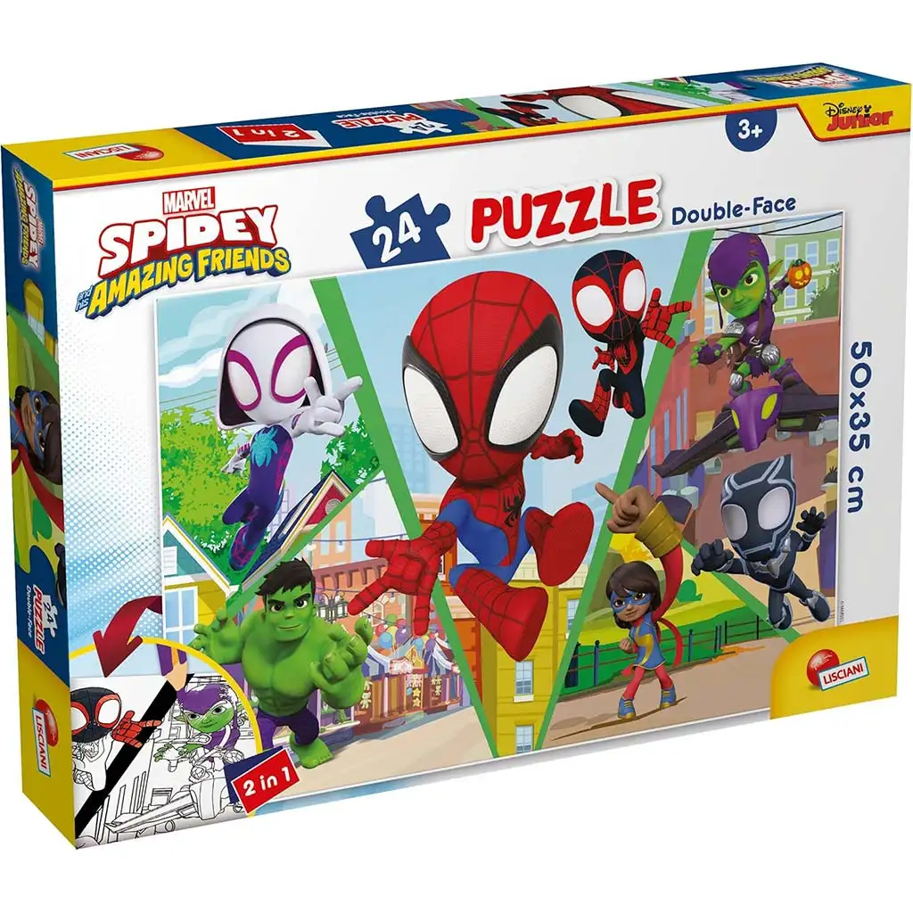 imagen de Marvel Spidey lucha 2 en 1 puzzle y colorear de 24 piezas 50x35cm - Lisciani 1