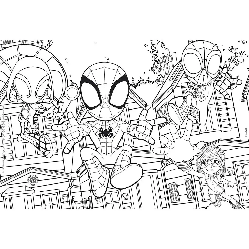 imagen de Marvel Spidey y su equipo 2 en 1 rompecabezas y libro para colorear de 24 piezas 50x35cm - Lisciani 2