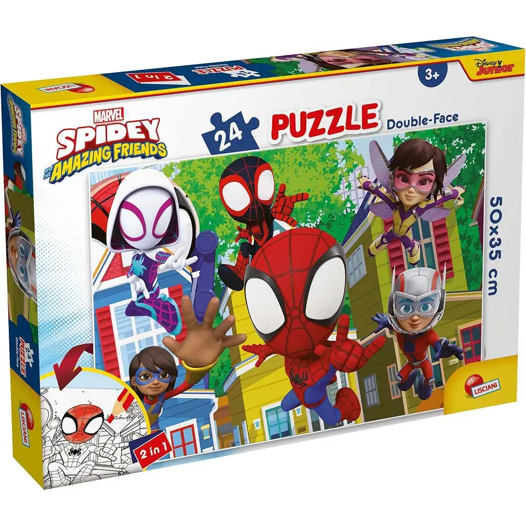 imagen de Marvel Spidey y su equipo 2 en 1 rompecabezas y libro para colorear de 24 piezas 50x35cm - Lisciani 1