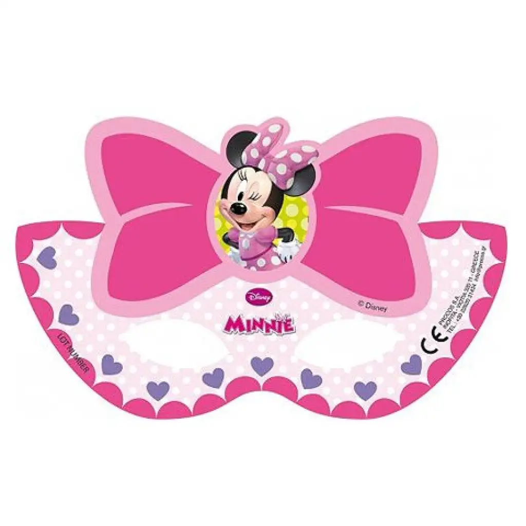 imagen de Máscara de papel rosa de Minnie Mouse 6 unidades 1