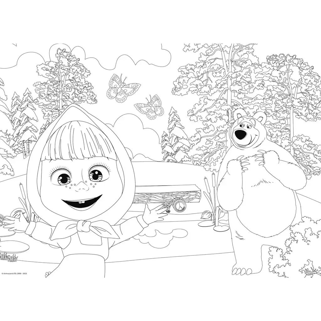 imagen de Masha y el oso 2 en 1 24 piezas maxi puzzle de suelo y libro para colorear 70x50cm - Lisciani 3