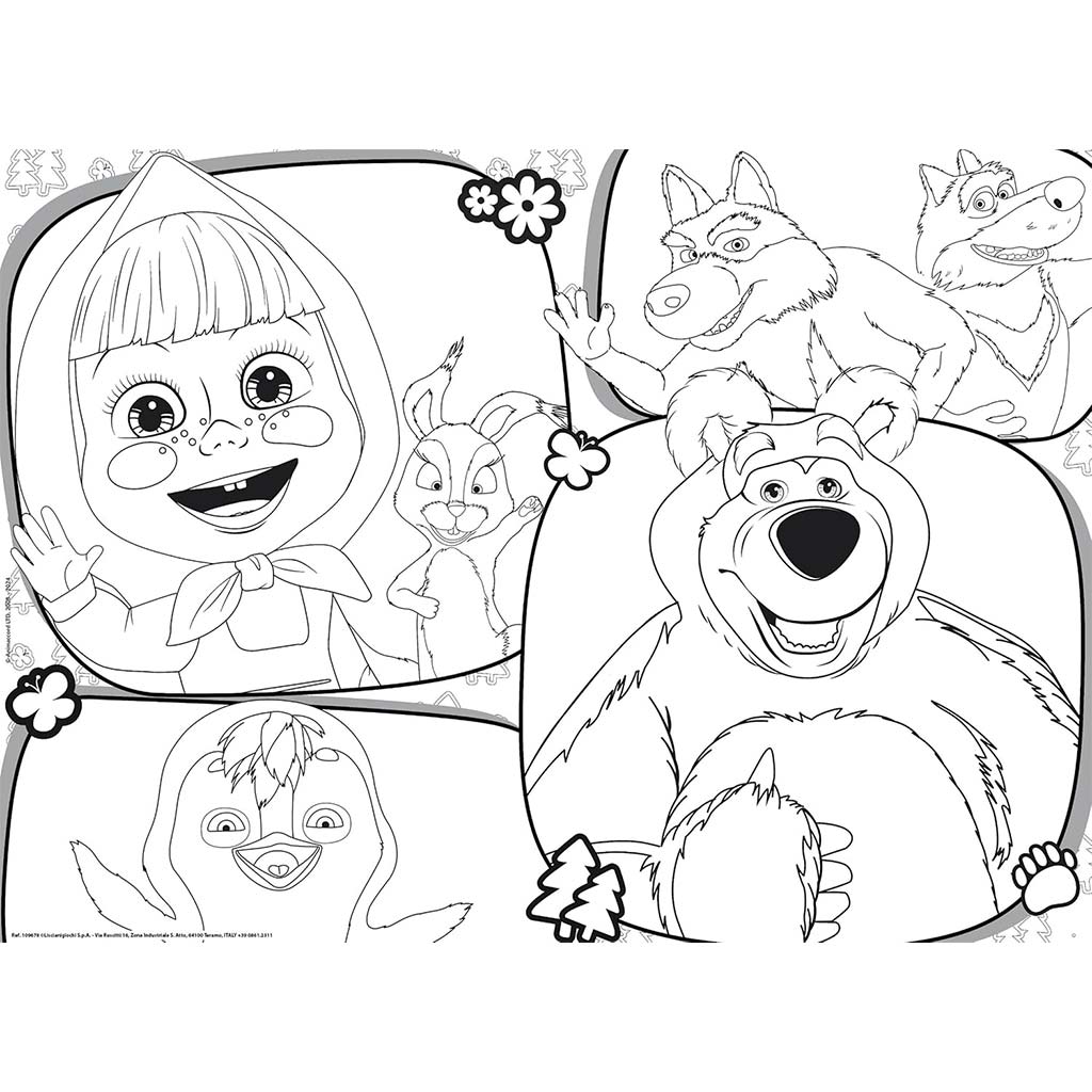 imagen de Masha y el oso 2 en 1 maxi puzzle y colorear 24 piezas 70x50cm - Lisciani 2