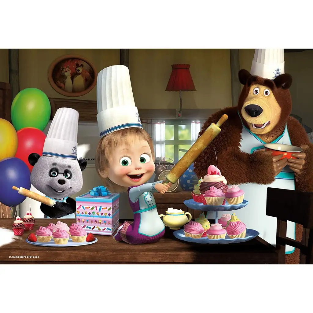 imagen de Masha y el oso horneando muffins rompecabezas de 24 piezas 50x35cm - Lisciani 2