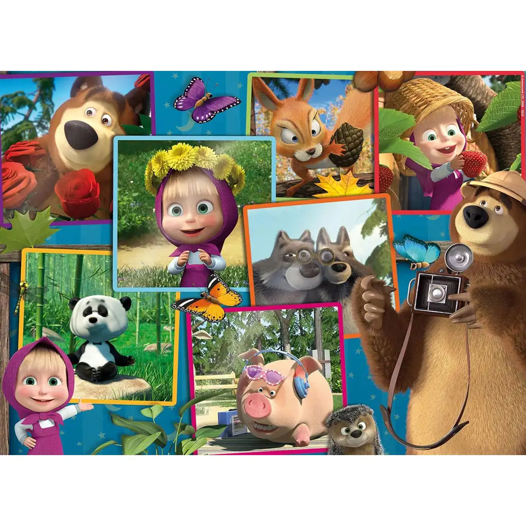 imagen de Masha y el oso imágenes 2 en 1 35 piezas maxi puzzle de suelo y colorear 70x50cm - Lisciani 2