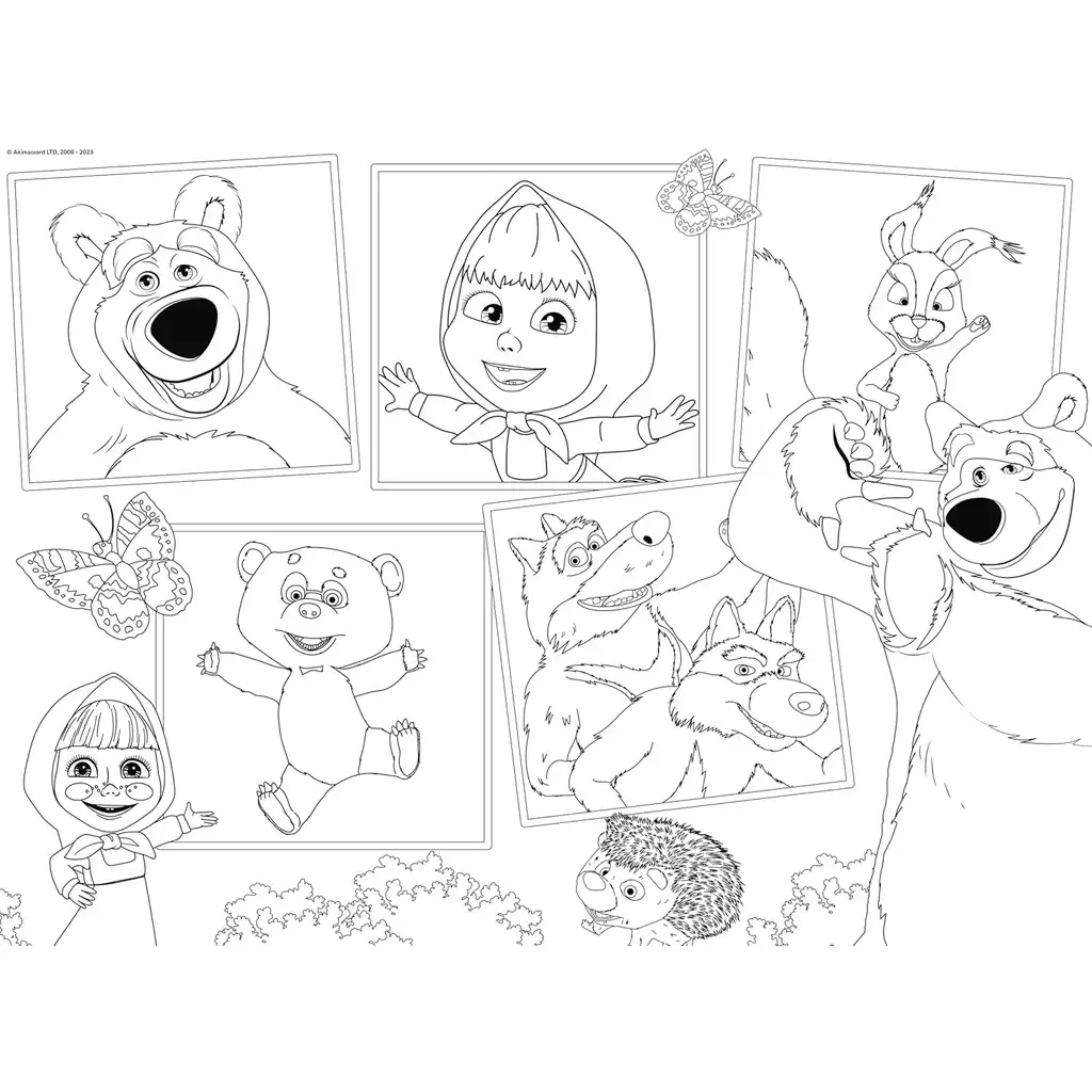 imagen de Masha y el oso imágenes 2 en 1 35 piezas maxi puzzle de suelo y colorear 70x50cm - Lisciani 3