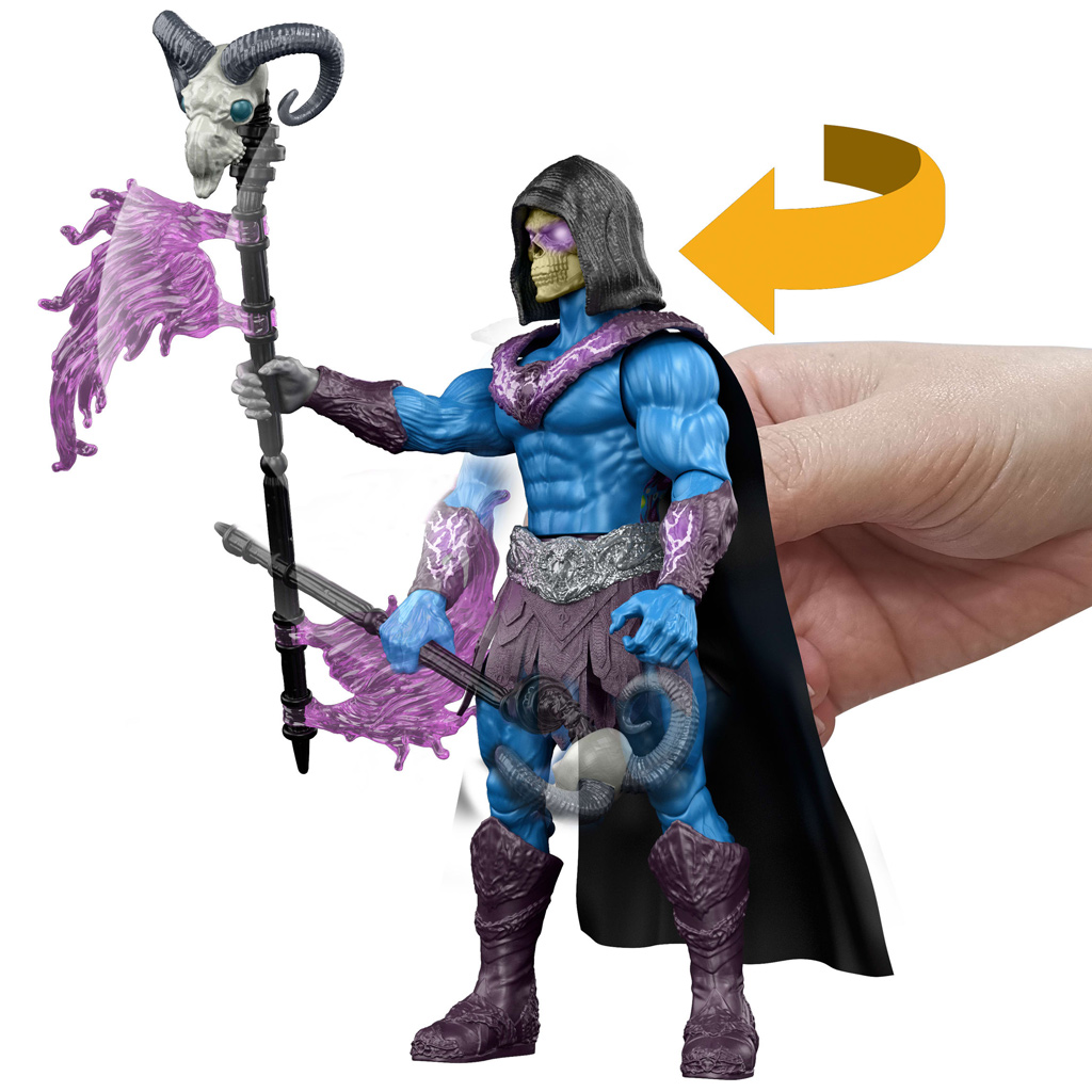 imagen de Masters of the Universe: Los defensores del universo Skeletor figura de acción con cara de calavera con accesorios - Mattel 3