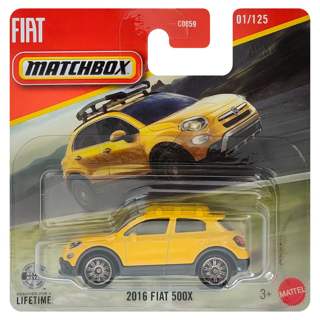imagen de Matchbox: 2016 Fiat 500X coche pequeño amarillo 1/64 - Mattel 1