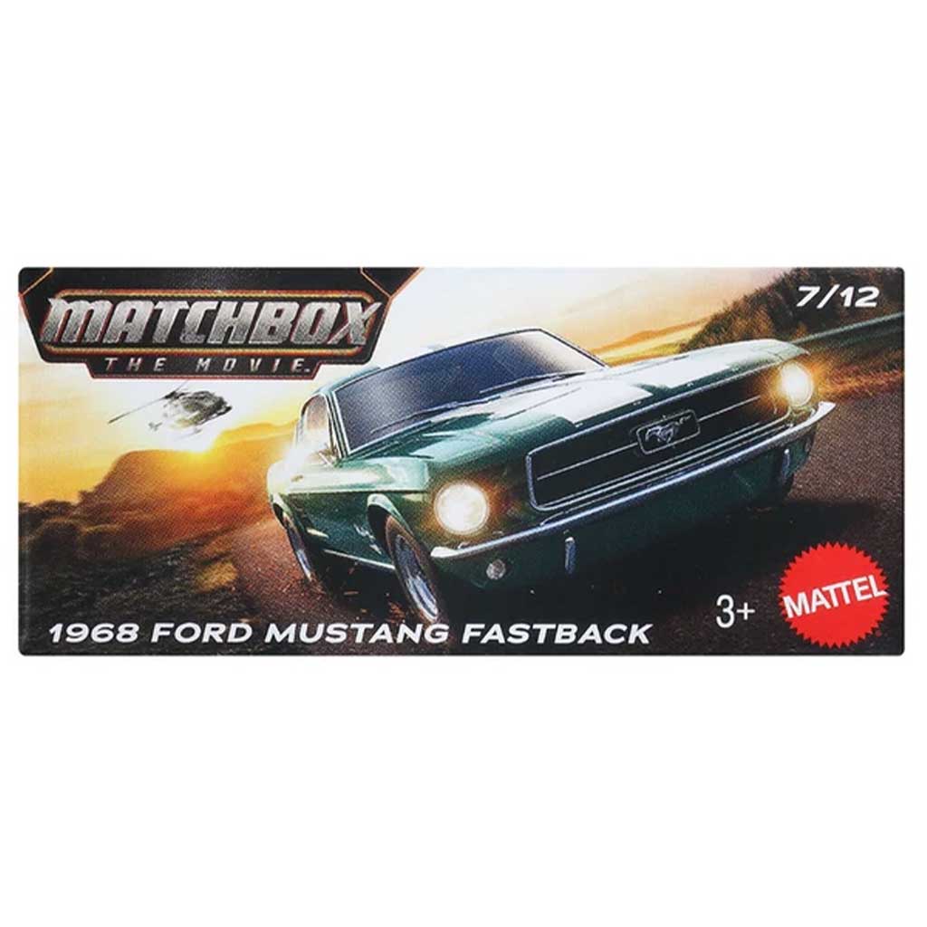 imagen de Matchbox A Película: 1968 Ford Mustang Fastback cochecito de papel 1/64 – Mattel 1
