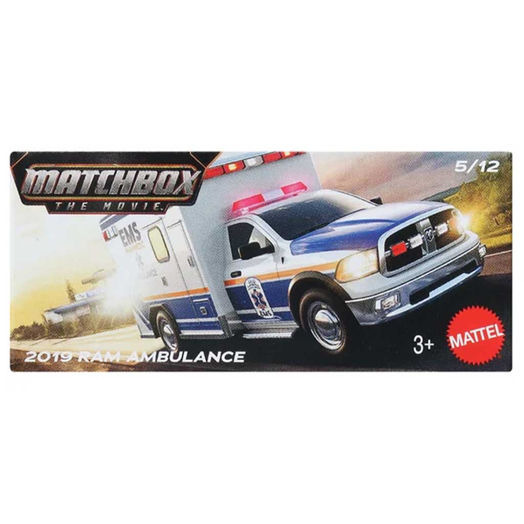 imagen de Matchbox A Película: 2019 RAM Ambulancia en caja de cartón cochecito 1/64 – Mattel 1