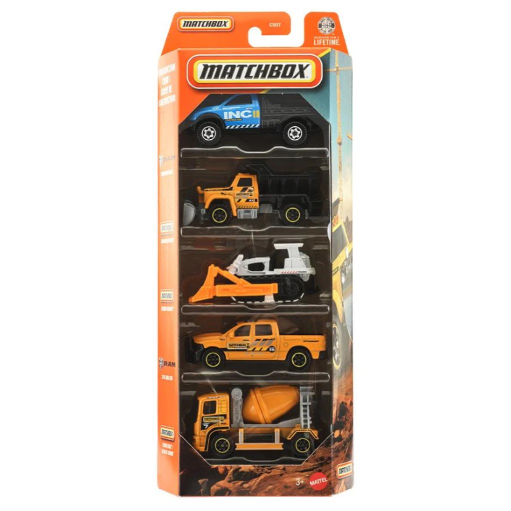 imagen de Matchbox: Conjunto de 5 coches pequeños de construcción 1/64 - Mattel 1