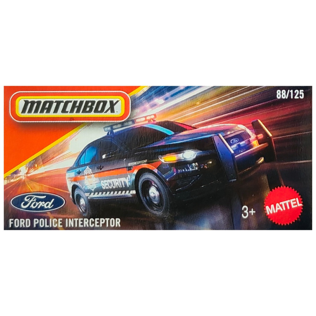 imagen de Matchbox: Ford Police Interceptor coche de juguete en caja de cartón 1/64 – Mattel 1