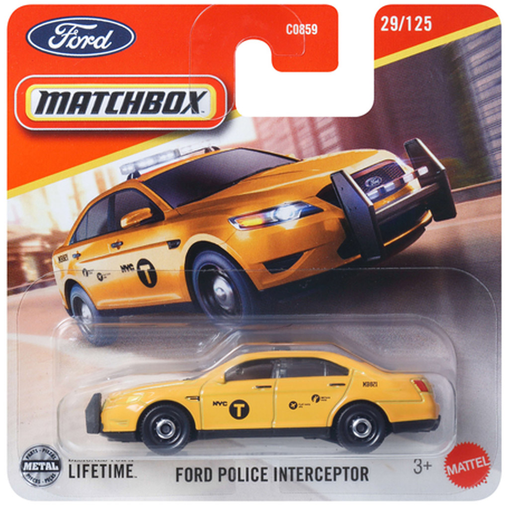 imagen de Matchbox: Ford Police Interceptor coche de policía amarillo 1/64 - Mattel 1