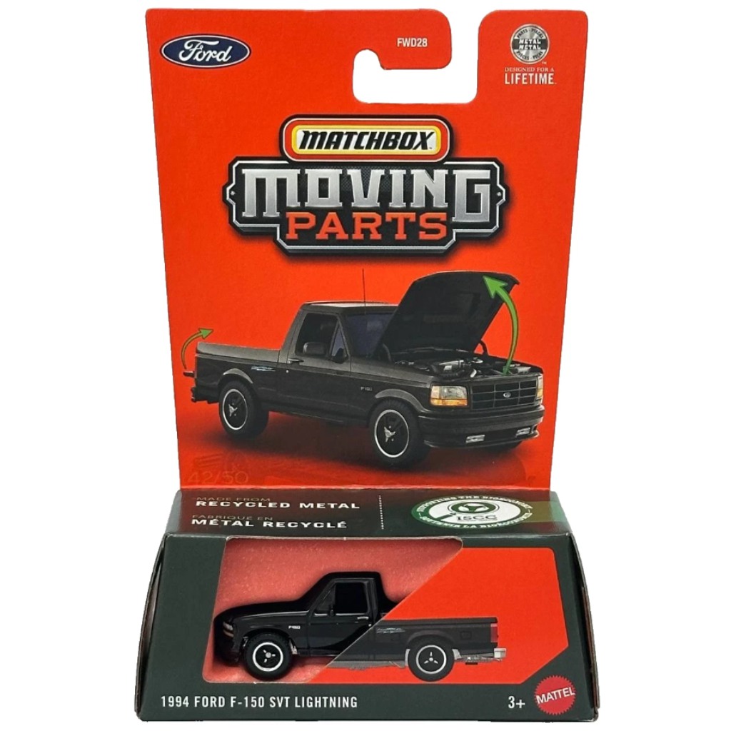 imagen de Matchbox Moving Parts: 1994 Ford F-150 SVT Lightning coche pequeño abatible 1/64 - Mattel 1
