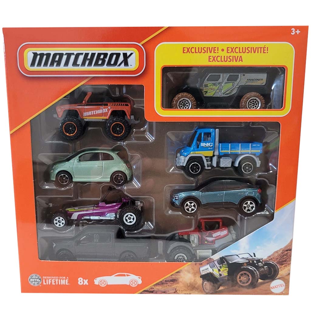 imagen de Matchbox: set de 8 coches pequeños con coche exclusivo GHE-O Rescue - Mattel 1