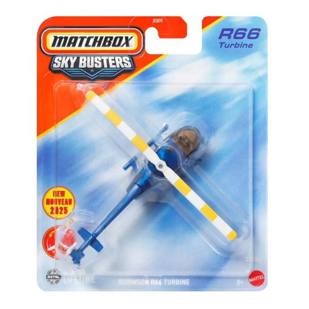 imagen de Matchbox Sky Busters: Robinson R66 Turbine modelo de avión 1/64 - Mattel 1