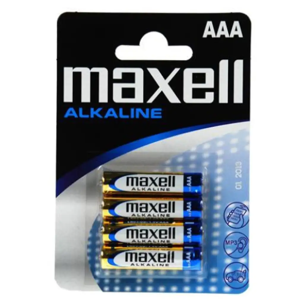imagen de Maxell: Batería alcalina delgada de 1.5V AAA LR03 4 unidades en paquete blister 1