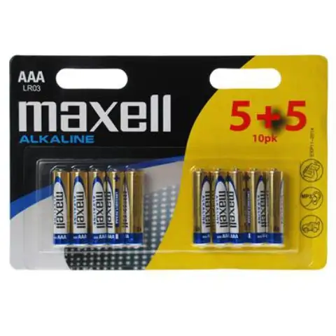 imagen de Maxell: Pilas alcalinas AA 1.5V AAA LR03 5+5 unidades en blíster 1