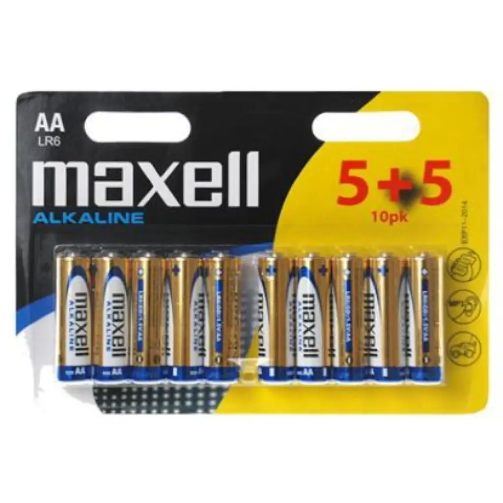 imagen de Maxell: Pilas alcalinas AA 1.5V LR6 5+5 unidades en blíster 1