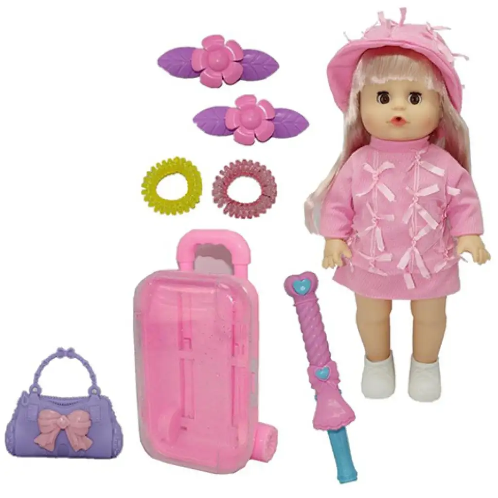 imagen de Melani muñeca que hace pipí de 36cm con maleta, accesorios y efectos de sonido 1