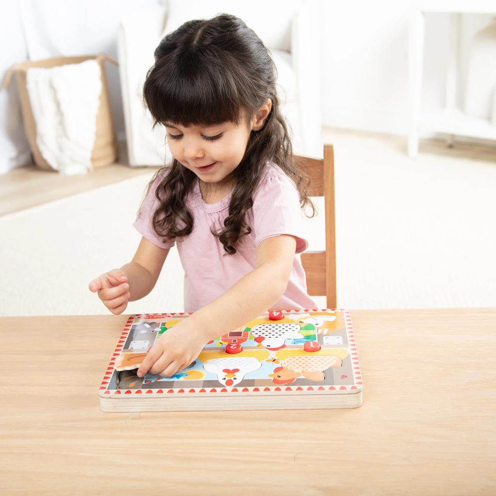 imagen de Melissa&Doug Push to Pop Puzzle – Puzzle de madera de gallinas felices - Spin Master 4