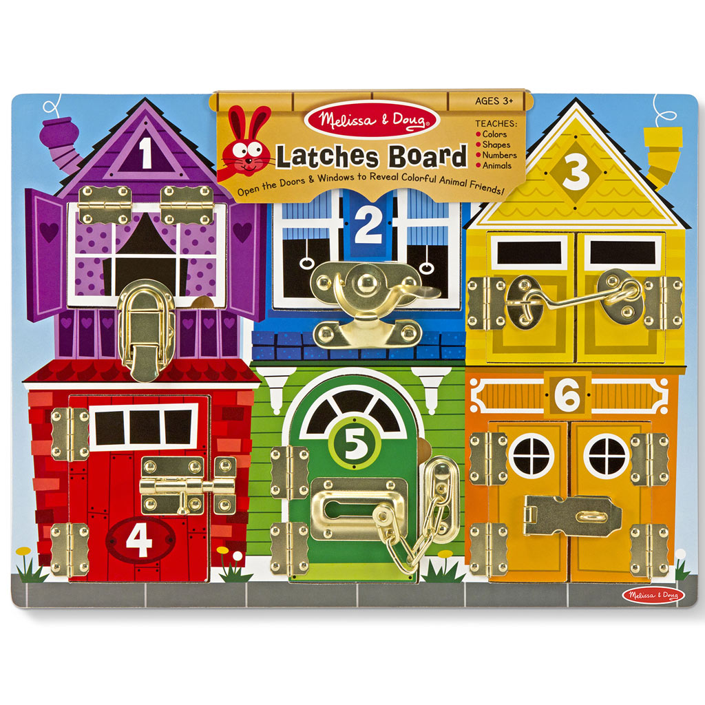 imagen de Melissa&Doug: Tabla de actividades de madera con cerraduras y pestillos - Spin Master 1