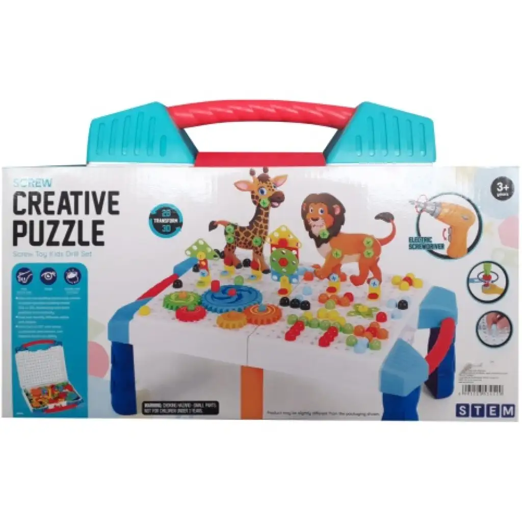 imagen de Mesa de juego educativa con elementos de construcción en maletín de 213 piezas 2
