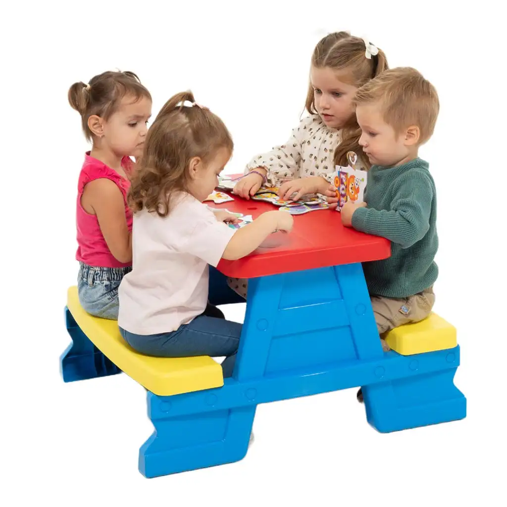 imagen de Mesa de picnic de color azul 70x79x47cm 2