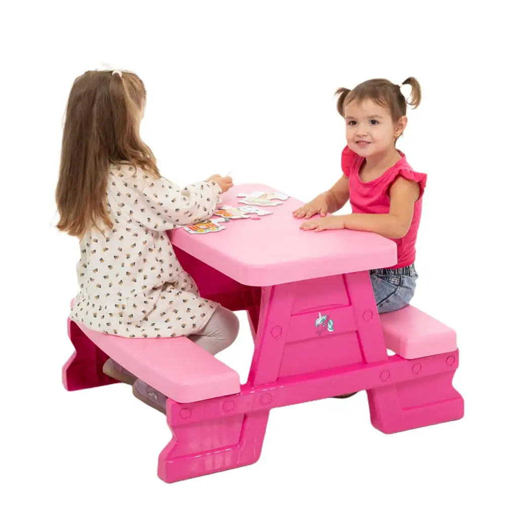 imagen de Mesa de picnic de color rosa 70x79x47cm 1