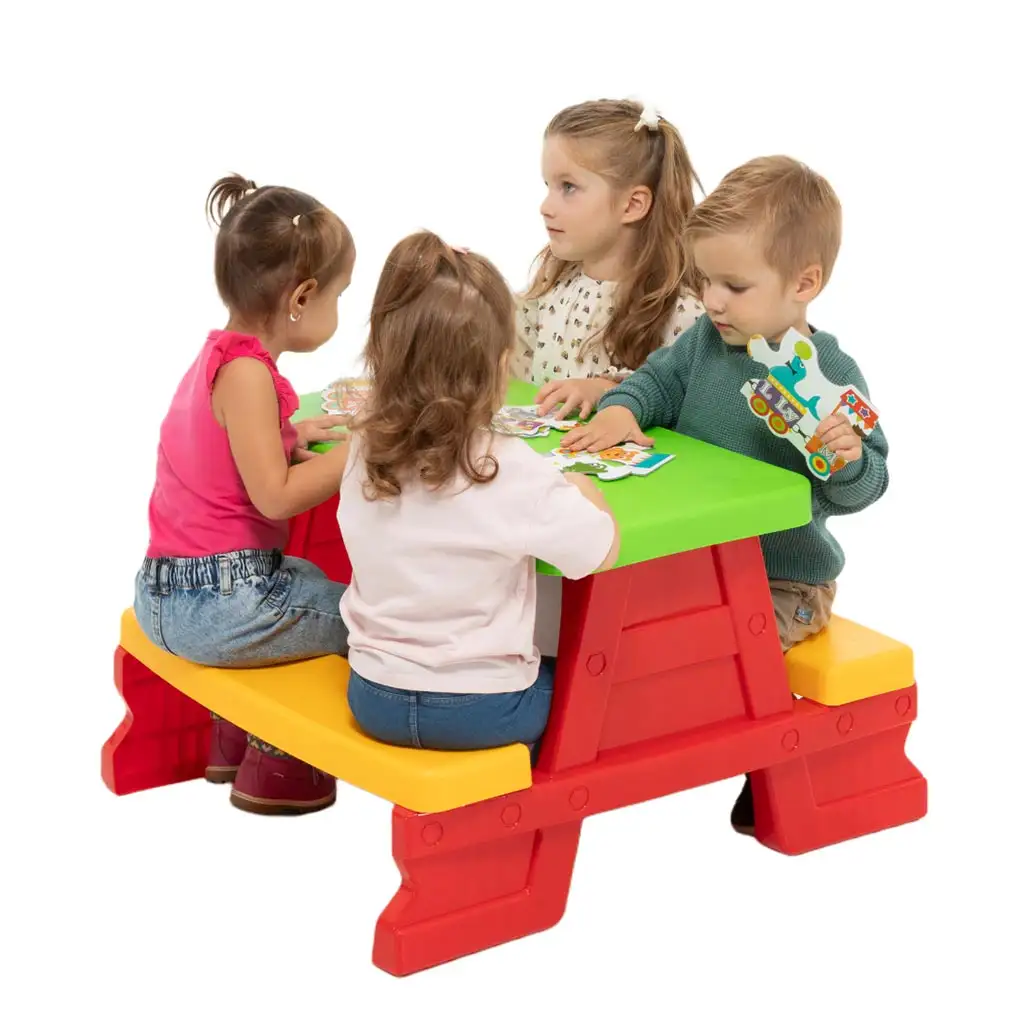 imagen de Mesa de picnic roja 70x79x47cm 2