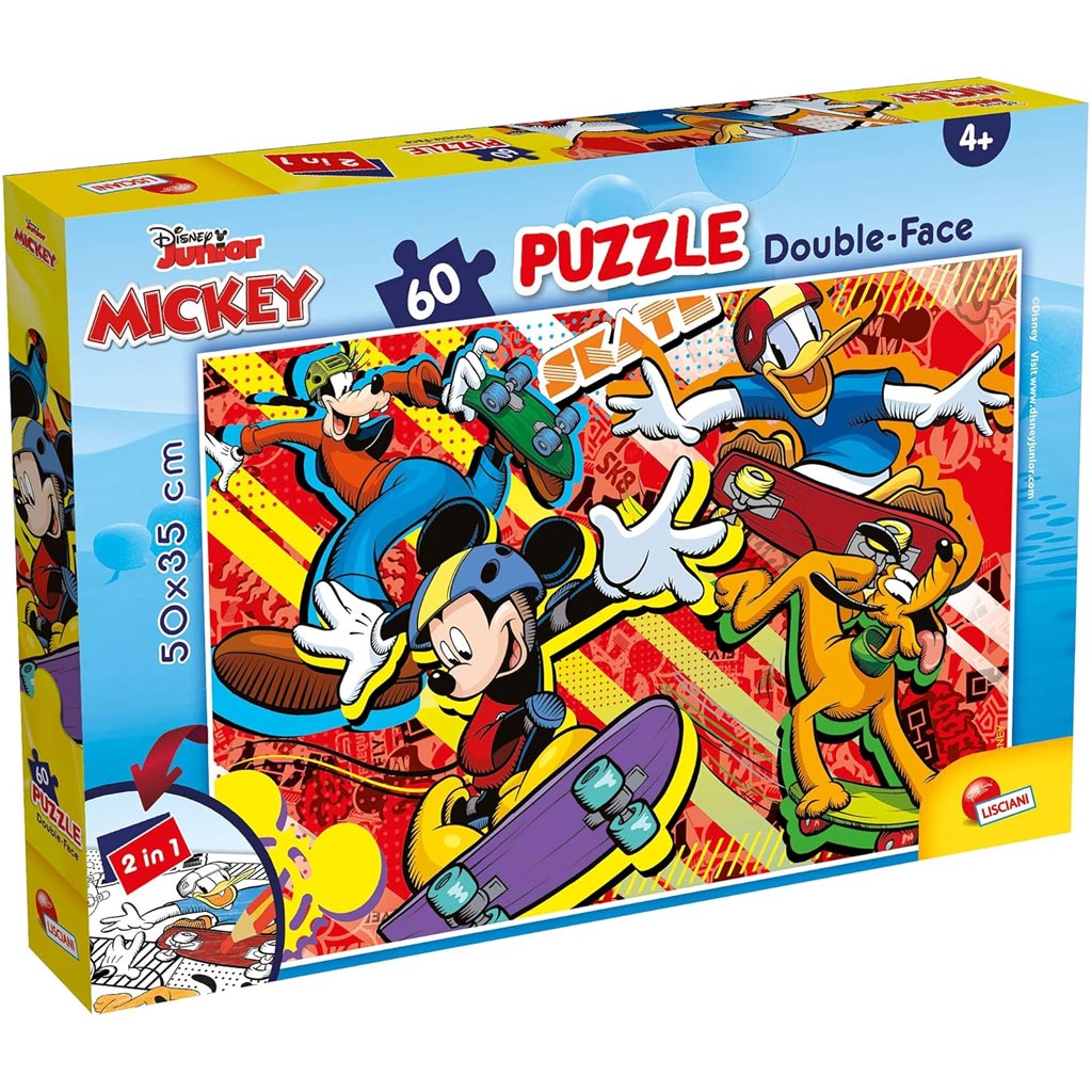 imagen de Mickey Mouse 2 en 1 60 piezas puzzle y colorear 50x35cm - Lisciani 1