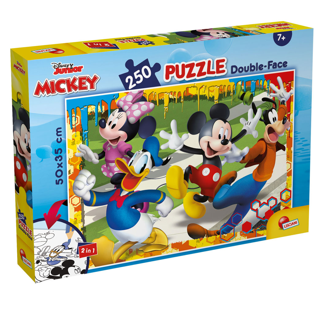 imagen de Mickey Mouse 2 en 1 puzzle de 250 piezas y libro para colorear 50x35cm - Lisciani 1