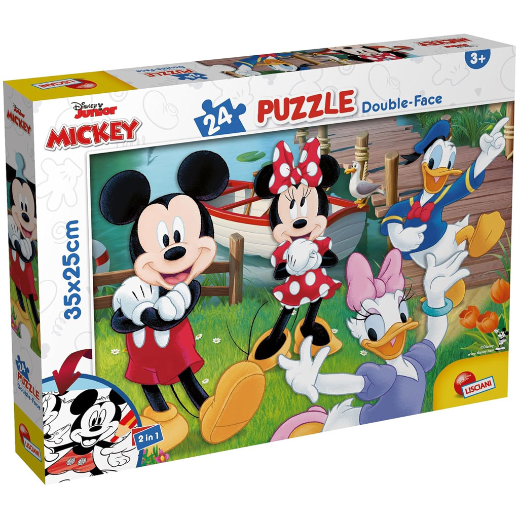 imagen de Mickey Mouse 2 en 1 rompecabezas y libro para colorear de 24 piezas 35x25cm - Lisciani 1