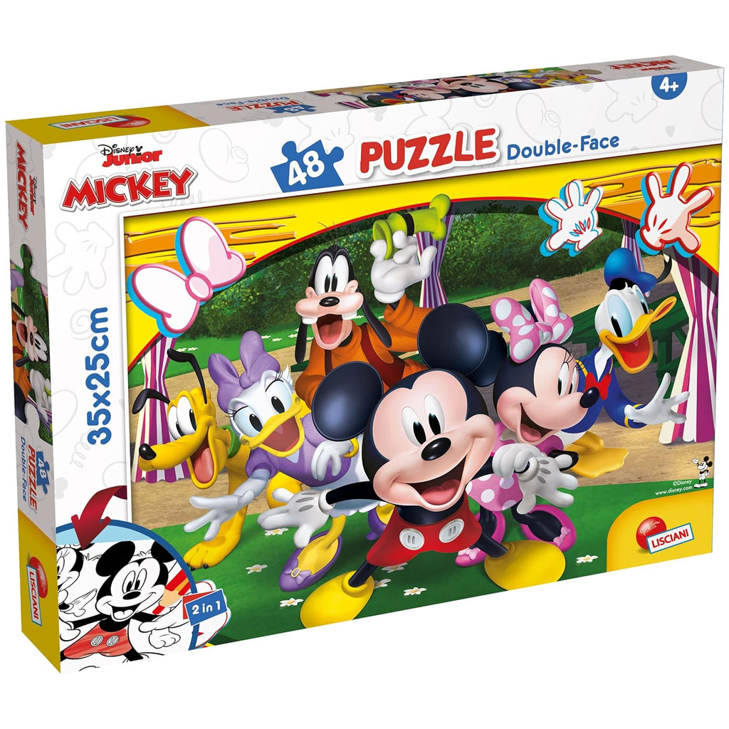 imagen de Mickey Mouse 2 en 1 rompecabezas y libro para colorear de 48 piezas 35x25cm - Lisciani 1