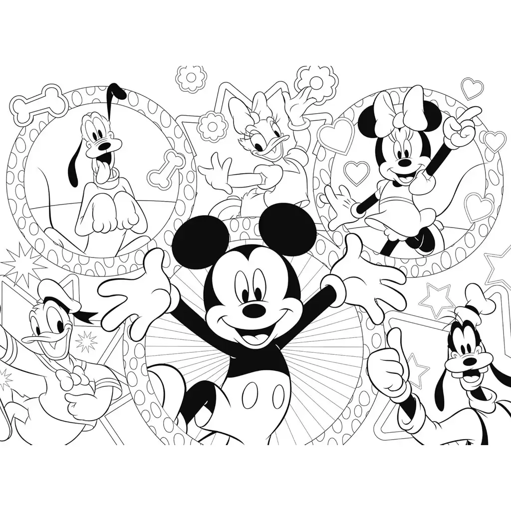 imagen de Mickey Mouse y sus amigos 2 en 1 24 piezas Eco mini puzzle y colorear 35x25cm - Lisciani 3