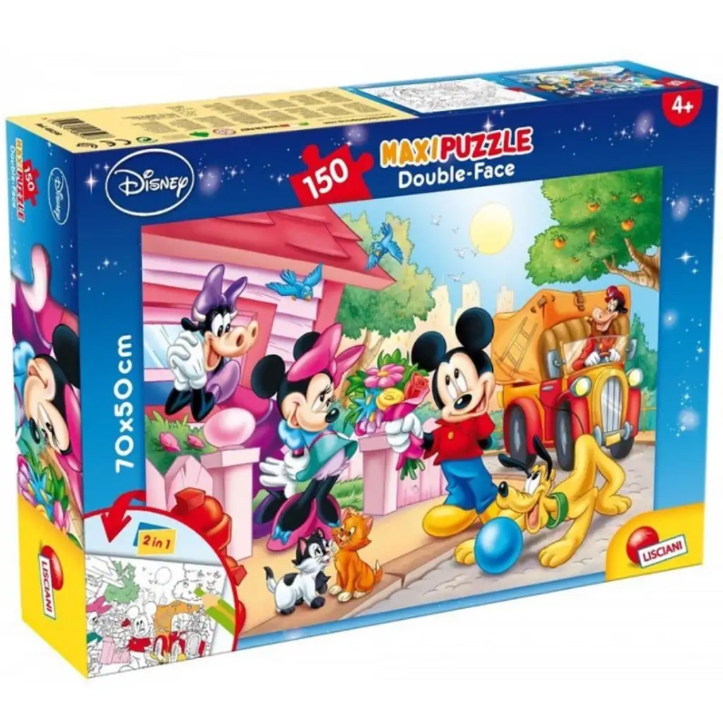 imagen de Mickey Mouse y sus amigos 2 en 1 rompecabezas y colorear 150 piezas - Lisciani 1