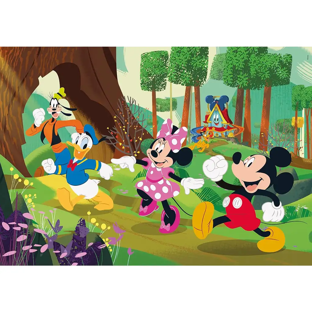 imagen de Mickey Mouse y sus amigos en una aventura en el bosque puzzle maxi supercolor de 104 piezas - Clementoni 2