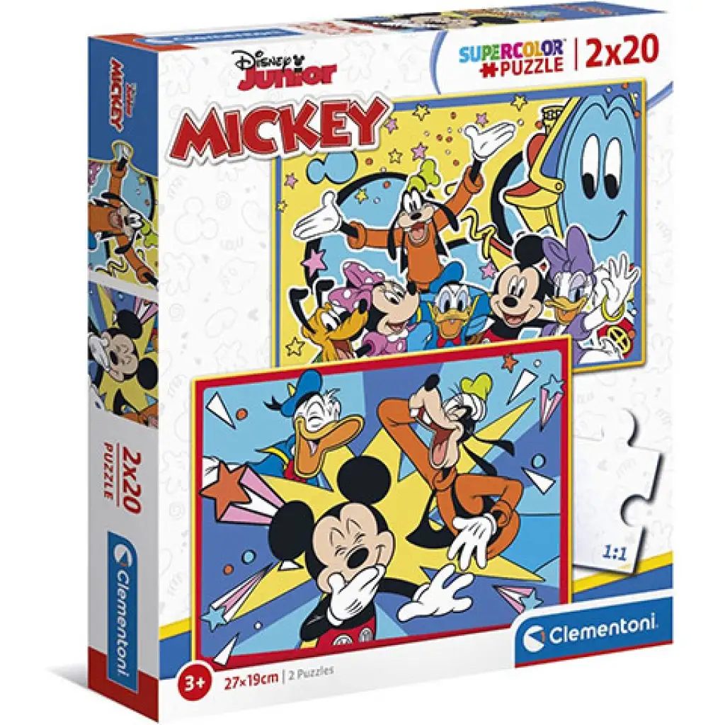imagen de Mickey Mouse y sus amigos Supercolor 2 en 1 rompecabezas 2x20 piezas - Clementoni 1