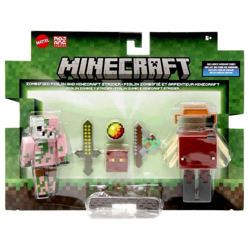 imagen de Minecraft: Conjunto de figuras de Piglin Zombificado y Strider - Mattel 1