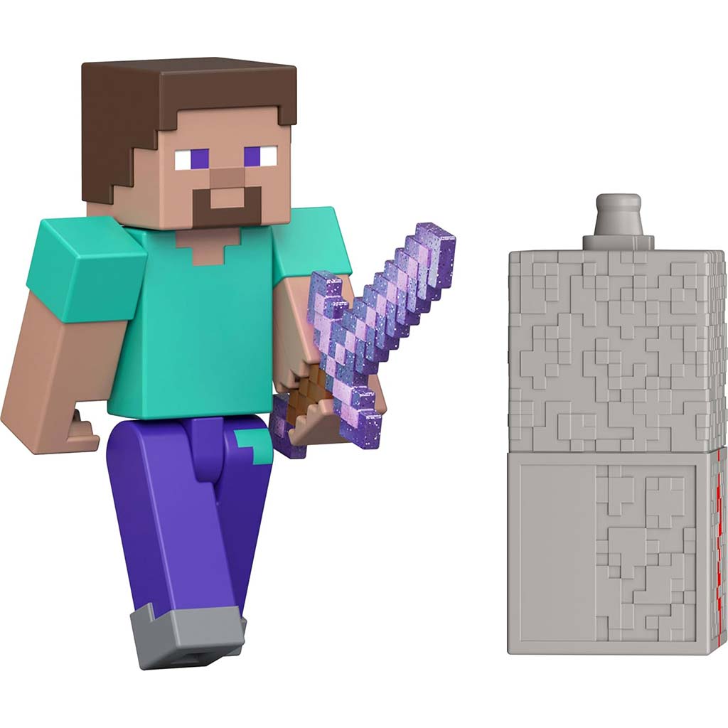 imagen de Minecraft: figura de juego del personaje Steve con accesorios - Mattel 2