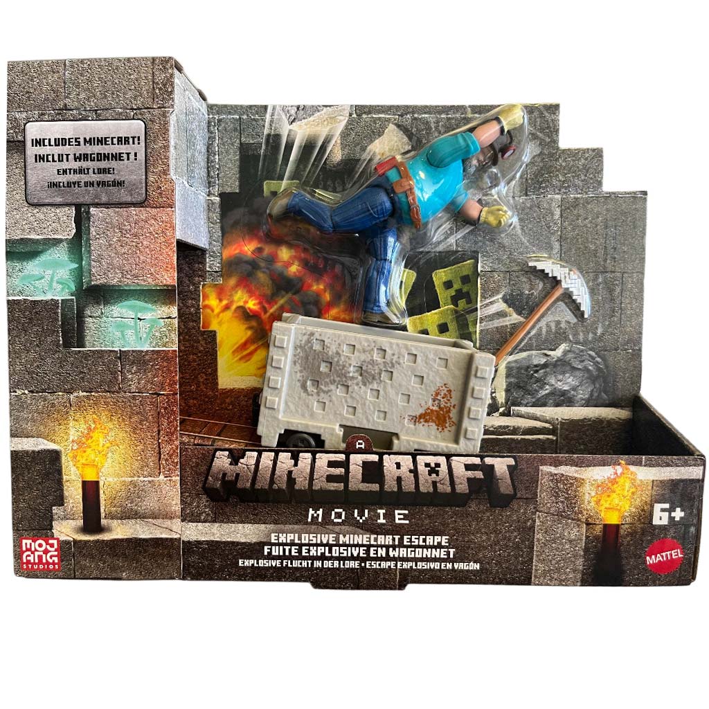 imagen de Minecraft La Película - Steve y el set de juego del carrito de mina - Mattel 1
