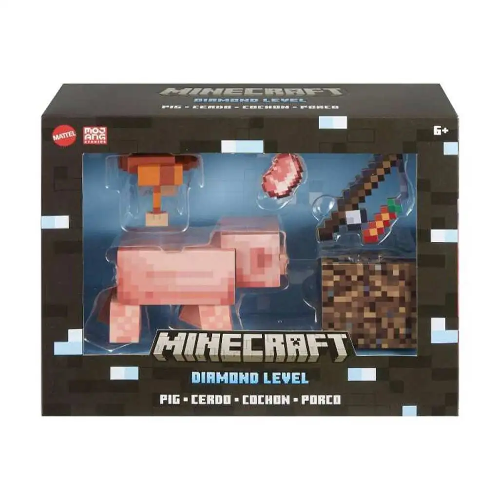 imagen de Minecraft: Nivel de Diamante - Figura de Cerdo - Mattel 1
