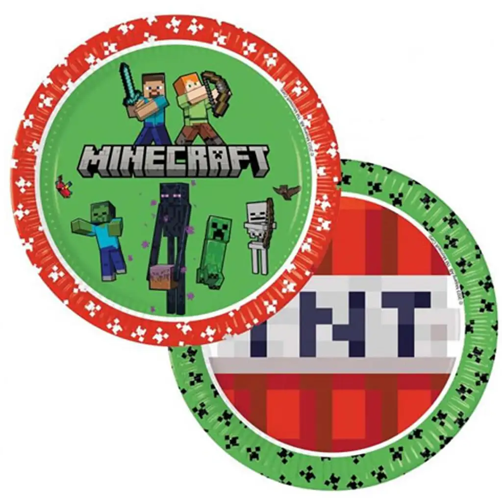 imagen de Minecraft set de platos de papel de 8 unidades de 23 cm 1