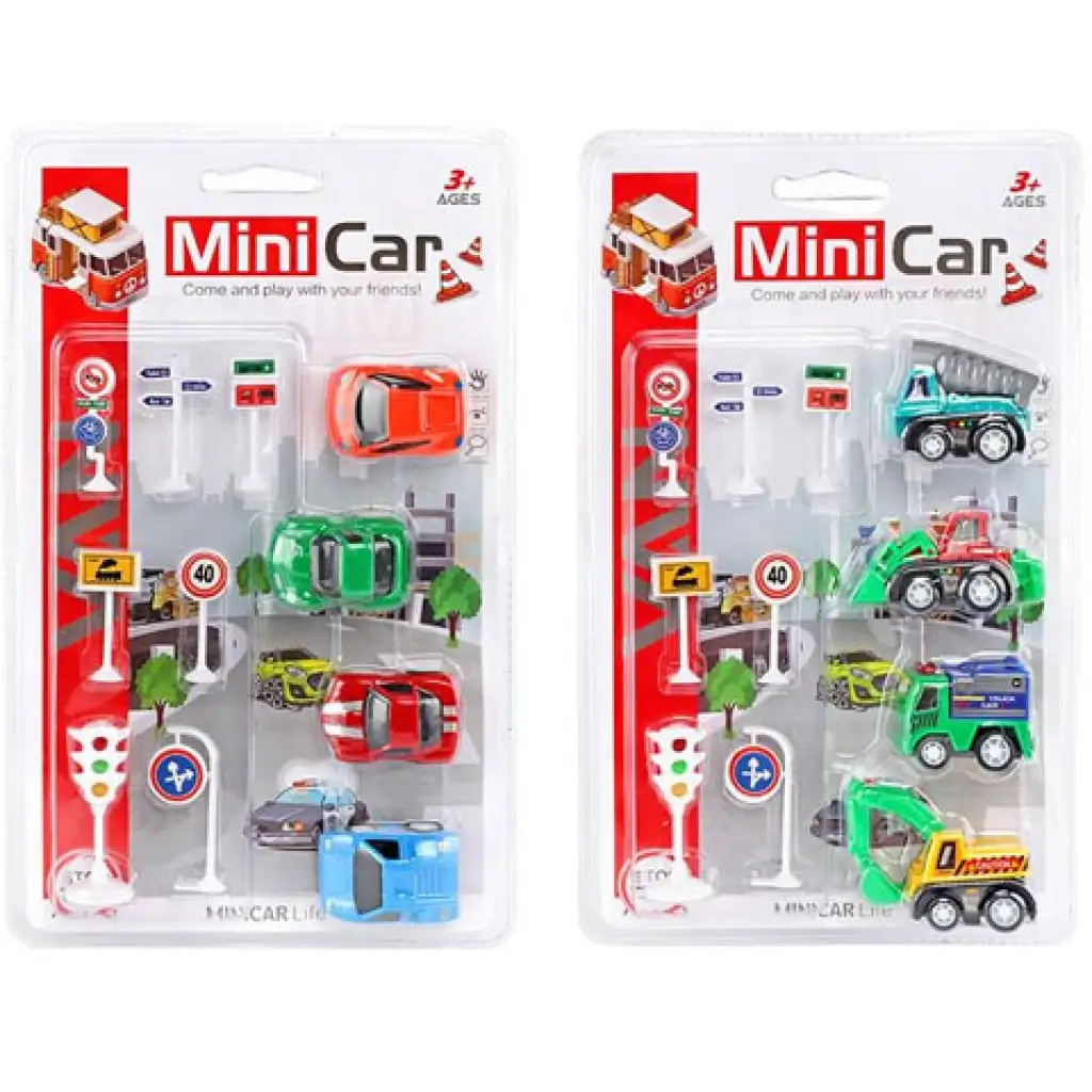 imagen de Mini Coche: Set de cochecito de retroceso de 4 piezas en dos versiones 1