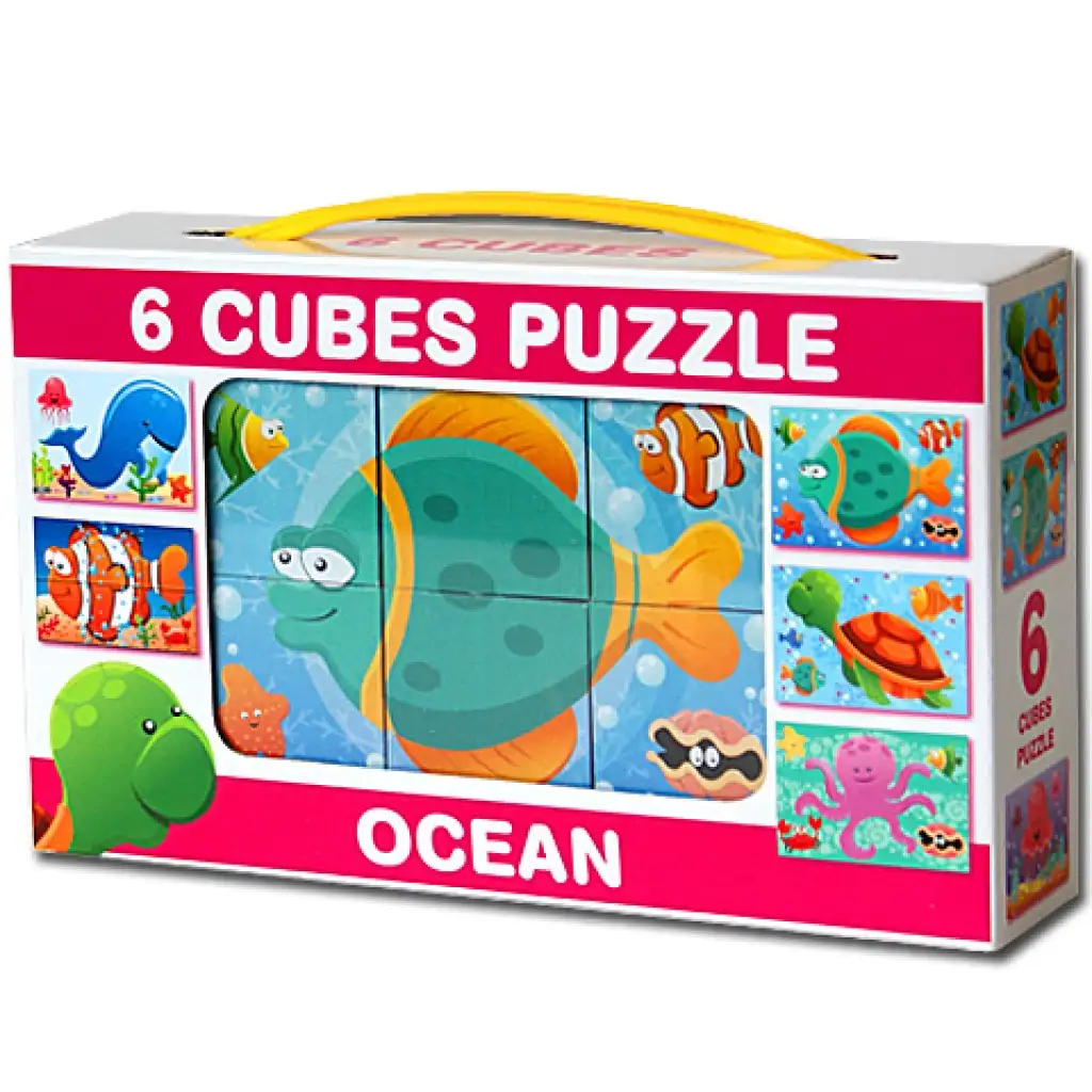 imagen de Mini cubo de cuentos con animales marinos 6 piezas - D-toys 1