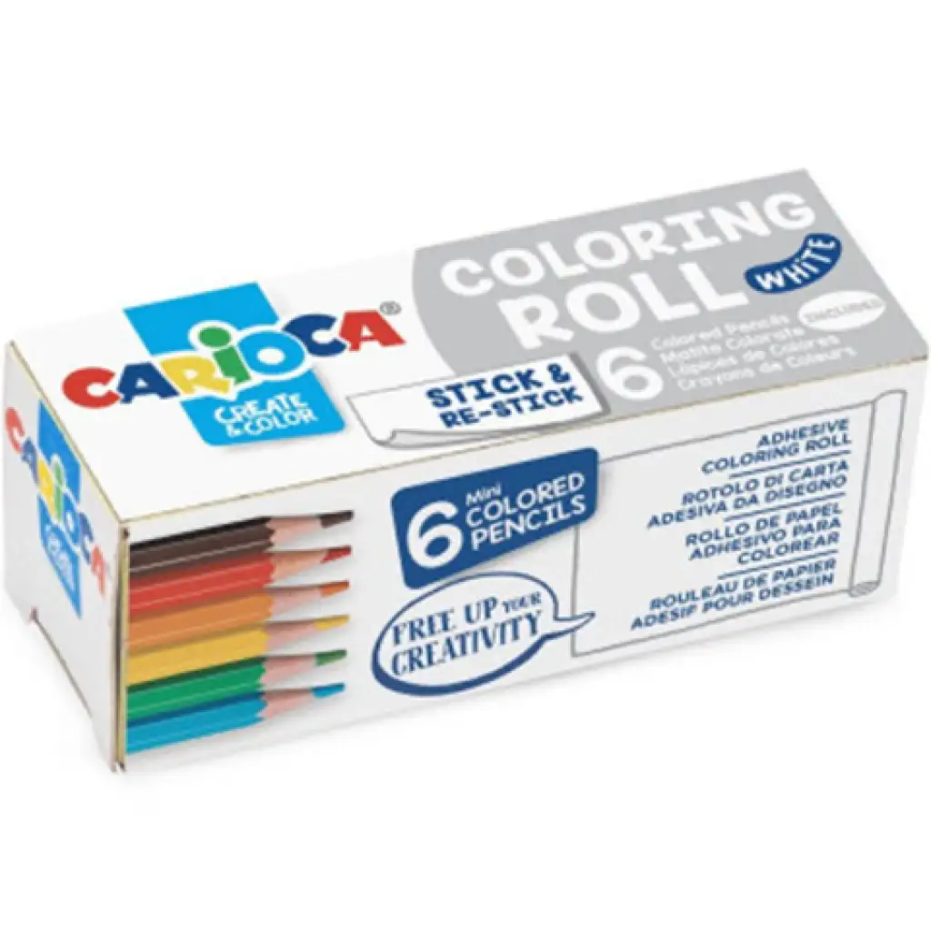 imagen de Mini rodillo de colorear autoadhesivo 6 unidades con lápiz mini - Carioca 1